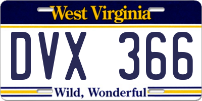 WV license plate DVX366
