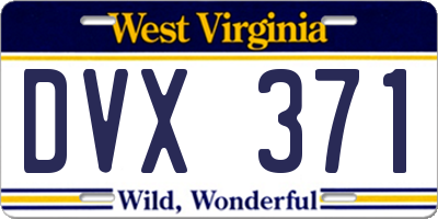 WV license plate DVX371