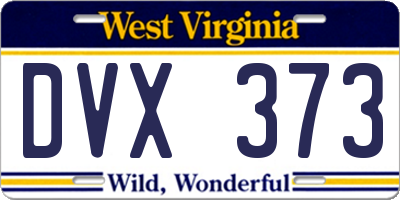 WV license plate DVX373