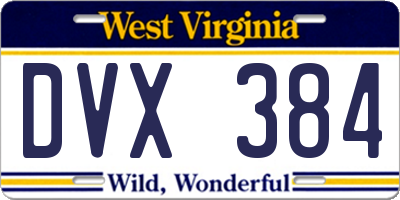WV license plate DVX384
