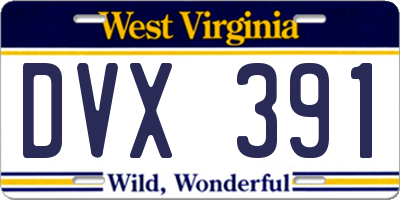 WV license plate DVX391