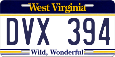 WV license plate DVX394