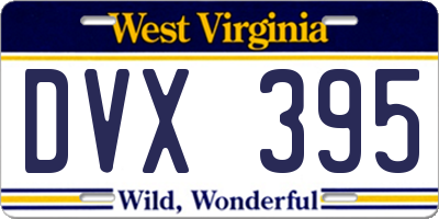 WV license plate DVX395
