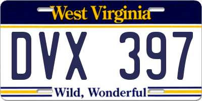 WV license plate DVX397