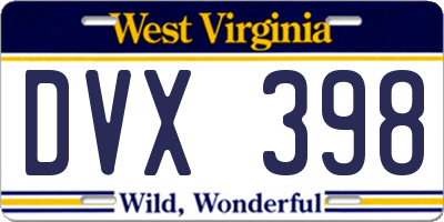 WV license plate DVX398