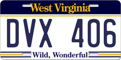 WV license plate DVX406