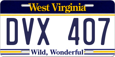 WV license plate DVX407