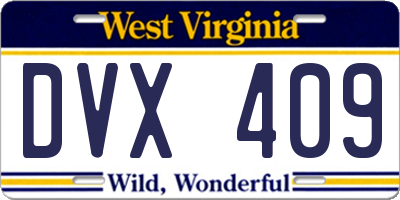 WV license plate DVX409