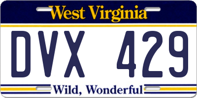 WV license plate DVX429