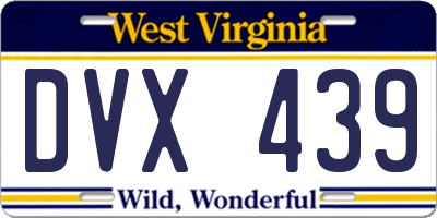 WV license plate DVX439
