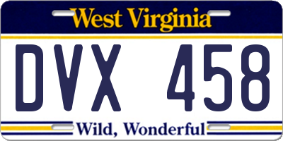 WV license plate DVX458