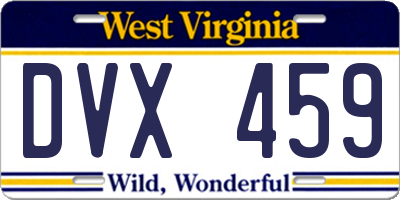 WV license plate DVX459