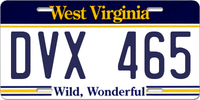 WV license plate DVX465