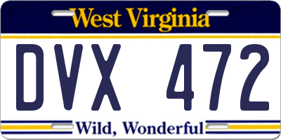 WV license plate DVX472