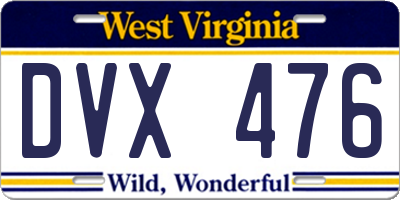 WV license plate DVX476