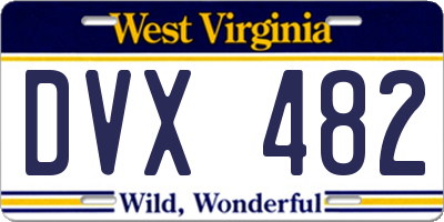 WV license plate DVX482