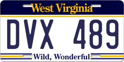 WV license plate DVX489