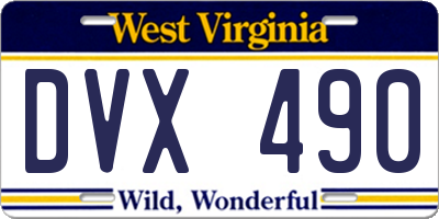 WV license plate DVX490
