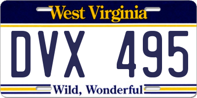 WV license plate DVX495