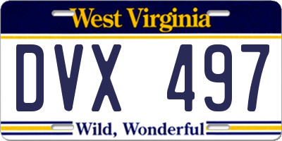 WV license plate DVX497