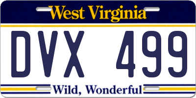 WV license plate DVX499