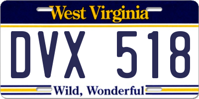 WV license plate DVX518