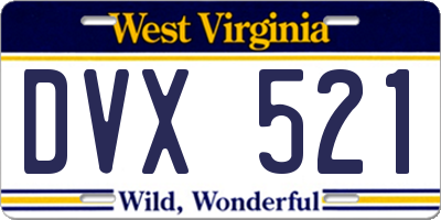 WV license plate DVX521