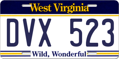 WV license plate DVX523