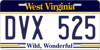 WV license plate DVX525