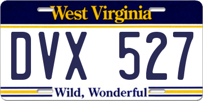 WV license plate DVX527