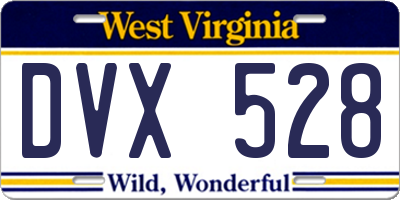 WV license plate DVX528