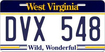 WV license plate DVX548