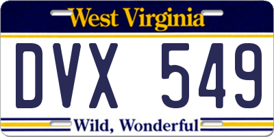 WV license plate DVX549
