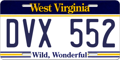 WV license plate DVX552