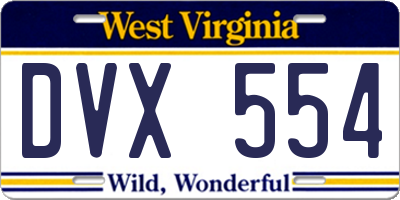 WV license plate DVX554