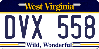 WV license plate DVX558