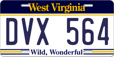 WV license plate DVX564