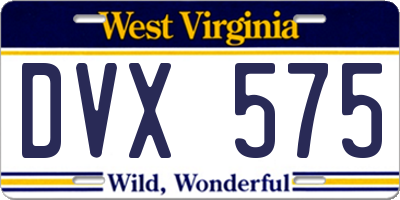 WV license plate DVX575