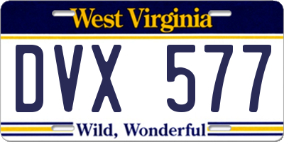 WV license plate DVX577
