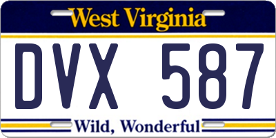 WV license plate DVX587