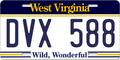 WV license plate DVX588