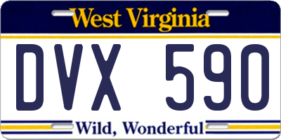 WV license plate DVX590