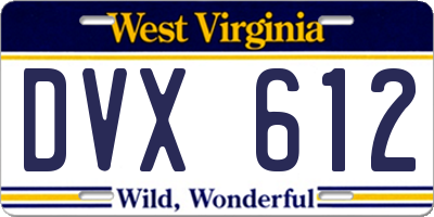 WV license plate DVX612