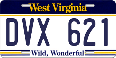 WV license plate DVX621
