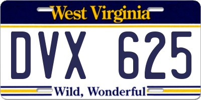 WV license plate DVX625