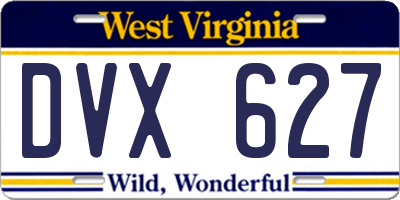 WV license plate DVX627