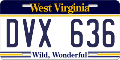 WV license plate DVX636