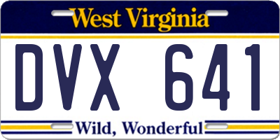 WV license plate DVX641