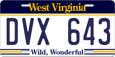 WV license plate DVX643