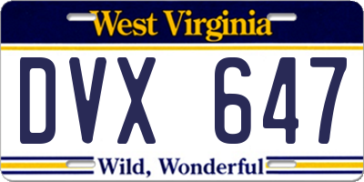 WV license plate DVX647